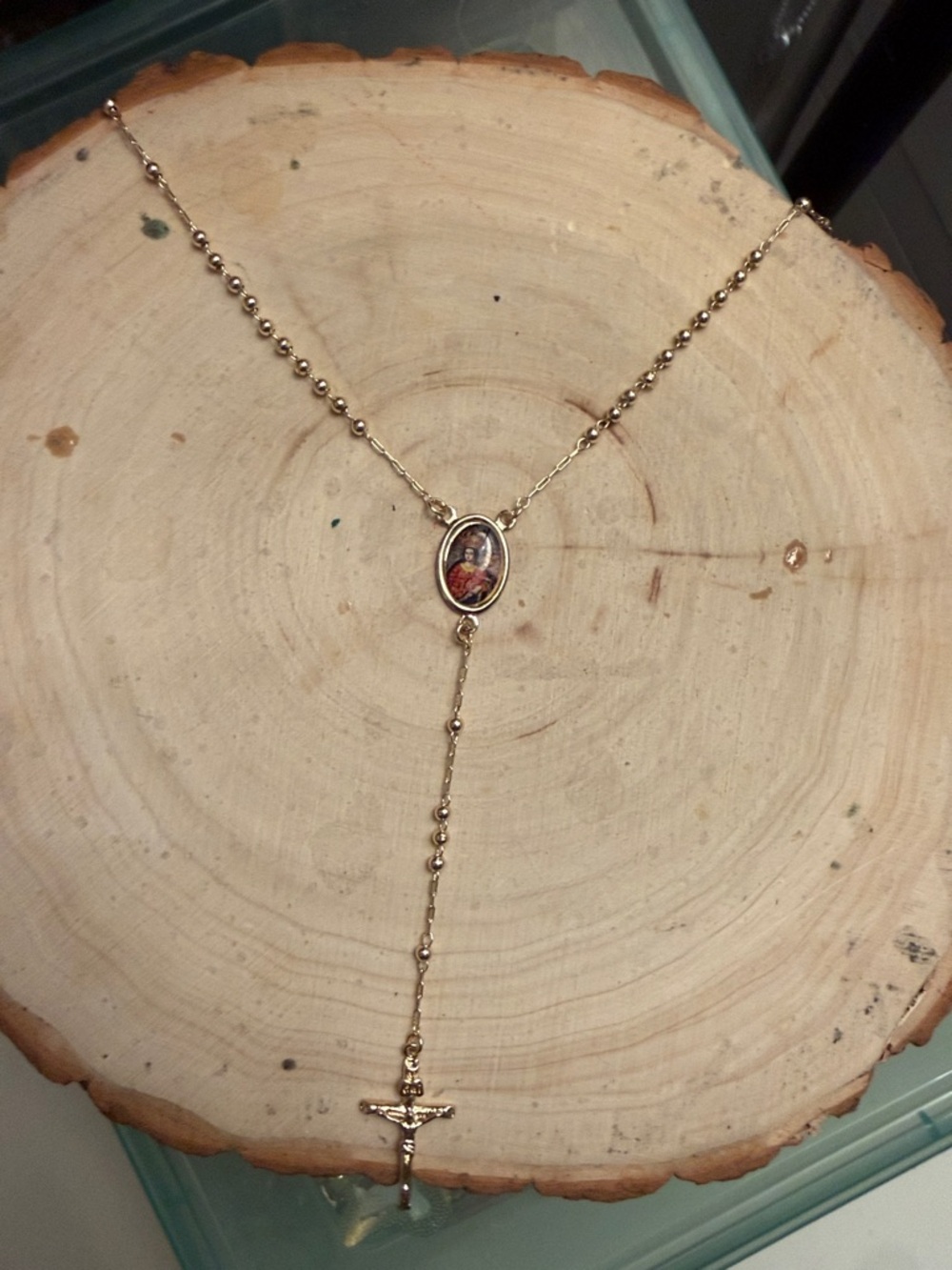Gold plated Necklace with Religious Medallion